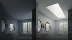 A home with a premium skylight in the bathroom